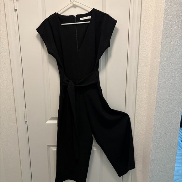 Bishop & Young Lenox Wide Leg Jumpsuit with Tie at Front Waist Black Size Small - Picture 2 of 6